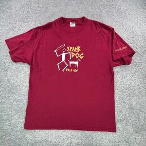 Vintage Hanes Beefy-T Spank Dog Pale Ale Wild Duck Brewery Maroon Shirt XL